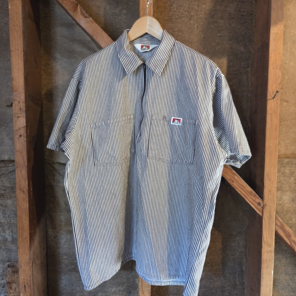 Ben Davis Brown and White Striped Casual Shirt